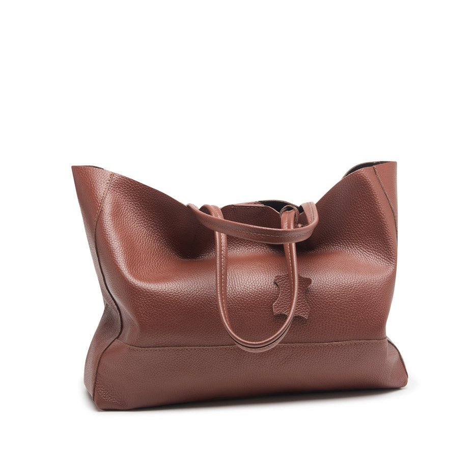 Classic Leather Tote - Chocolate Leather - Pampora Leather