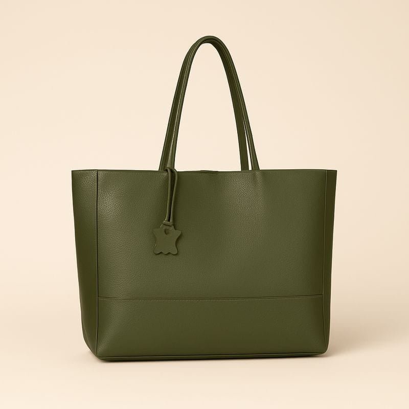 Classic Leather Tote - Moss Green - Pampora Leather