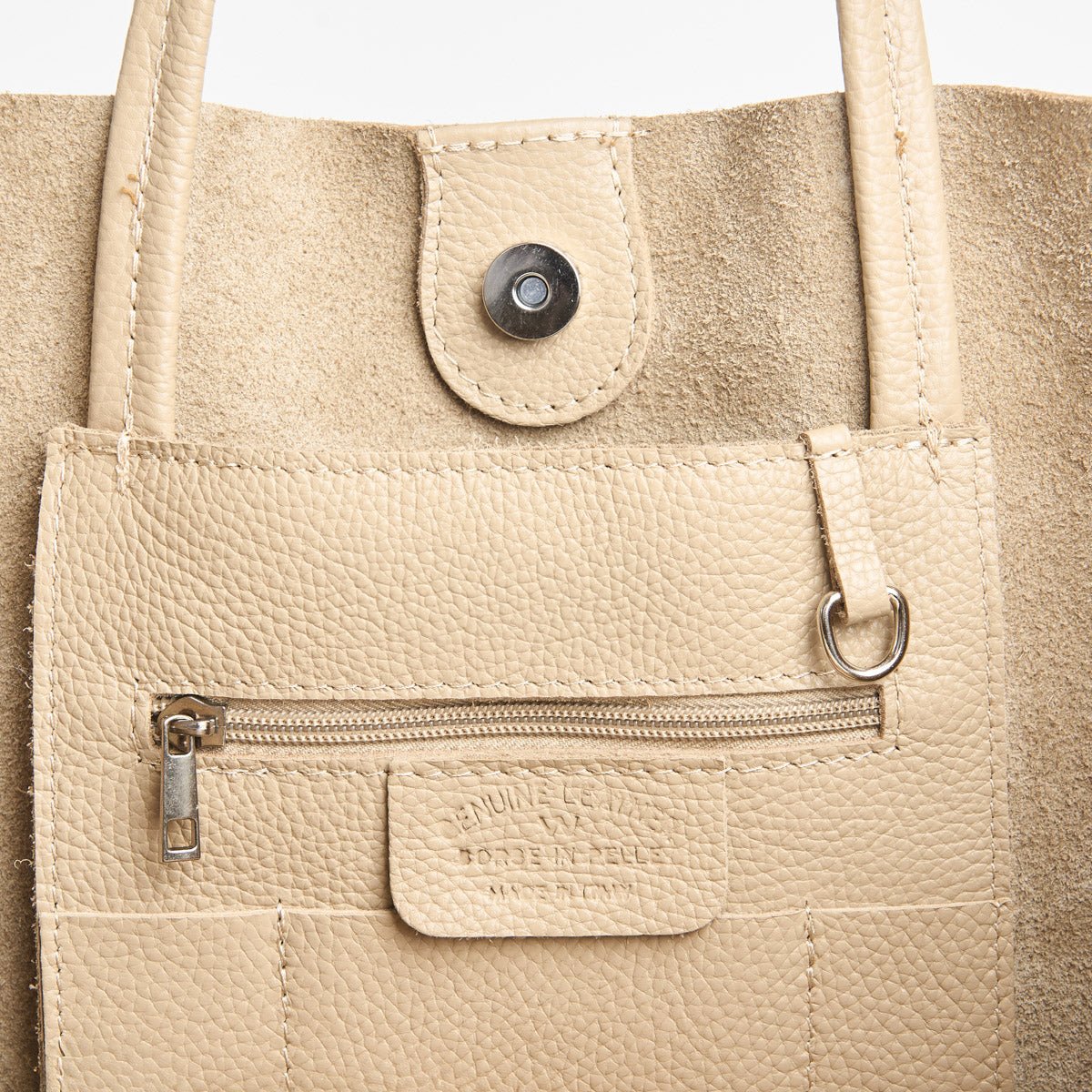 Classic Leather Tote - Stone Grey - Pampora Leather