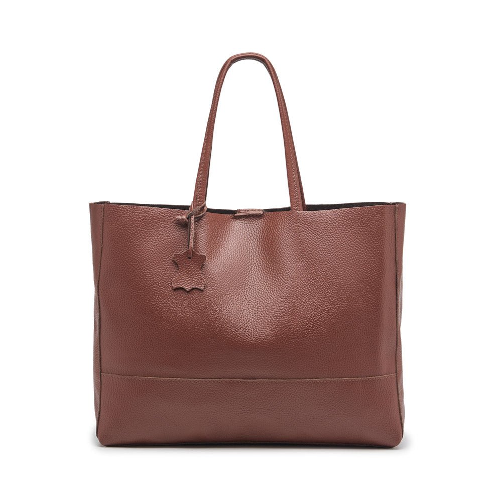 Classic Leather Tote - Chocolate Leather - Pampora Leather