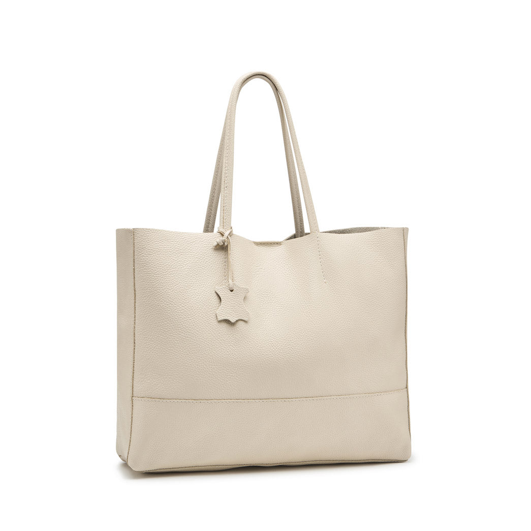 Classic Leather Tote - Soft White - Pampora Leather