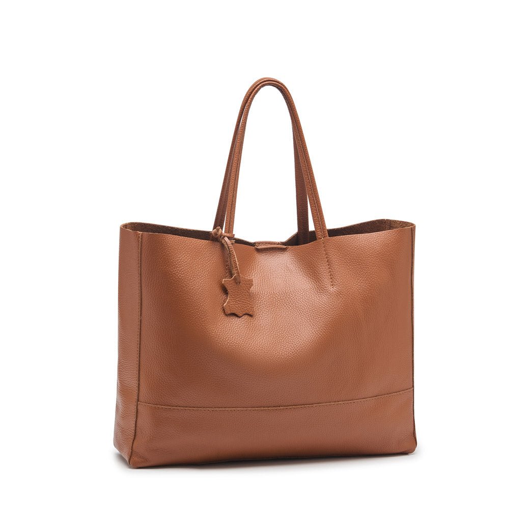 Classic Leather Tote - Brown - Pampora Leather