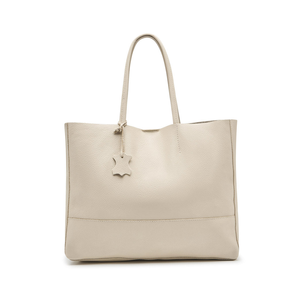 Classic Leather Tote - Soft White - Pampora Leather