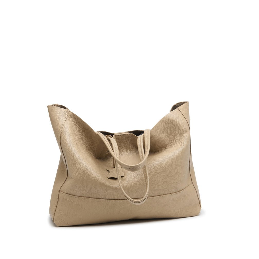 Classic Leather Tote - Creamy - Pampora Leather