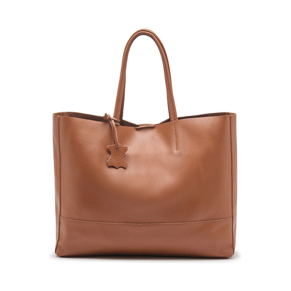 Classic Leather Tote - Brown - Pampora Leather
