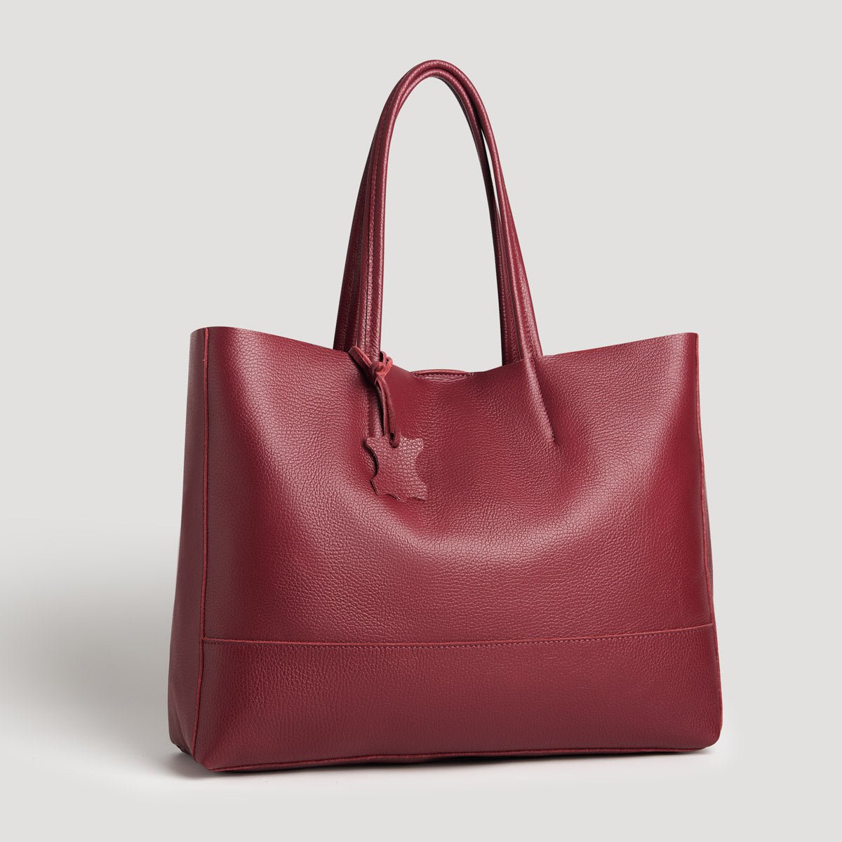 Classic Leather Tote - Burgundy - Pampora Leather