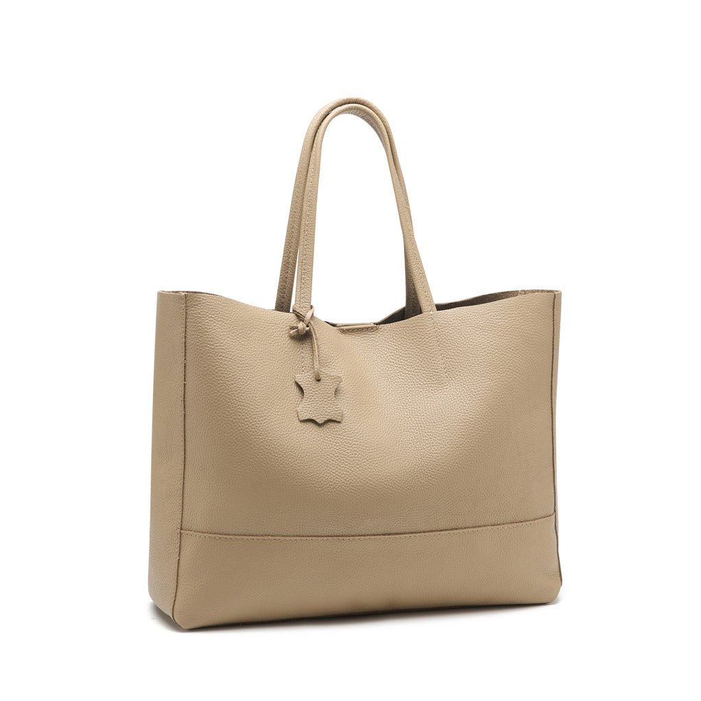Classic Leather Tote - Creamy - Pampora Leather