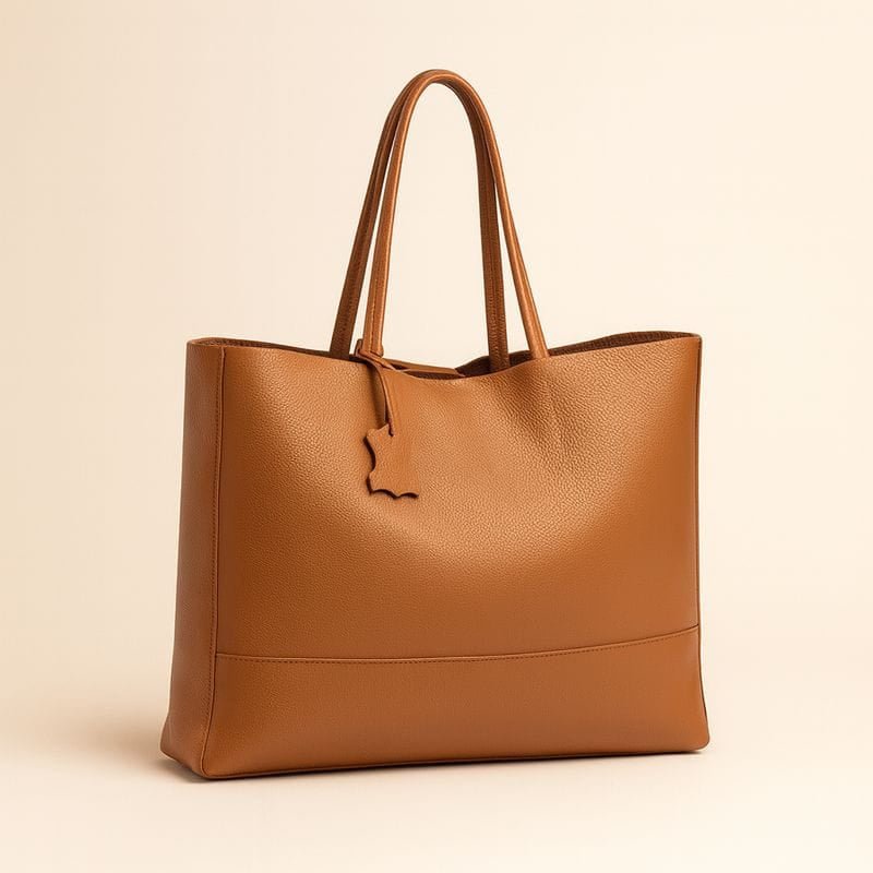 Classic Leather Tote - Toffee - Pampora Leather