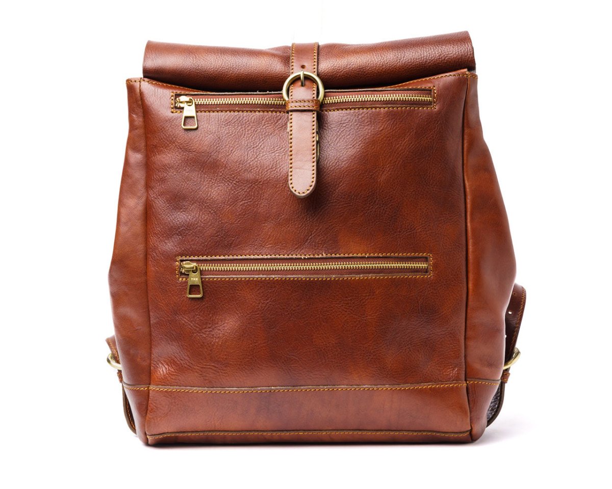 Weekender Rolltop - Dark Brown - Pampora Leather