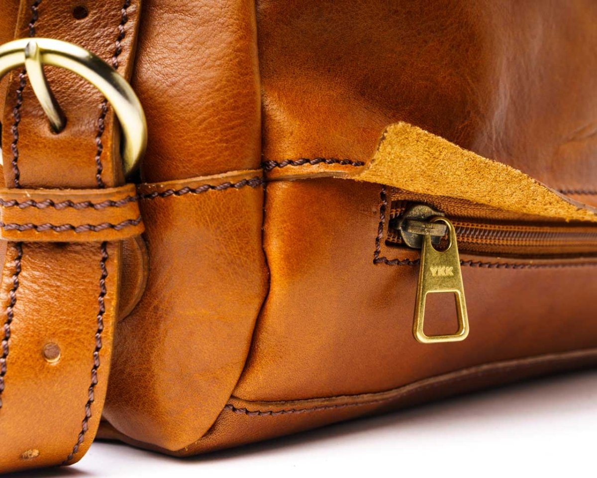 Weekender Rolltop - Honey Brown - Pampora Leather