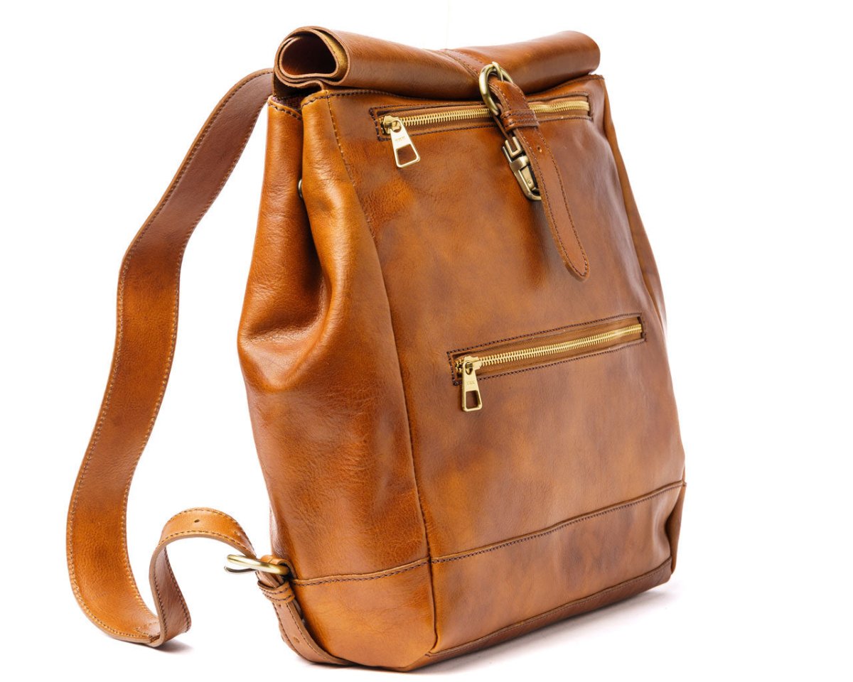 Weekender Rolltop - Honey Brown - Pampora Leather