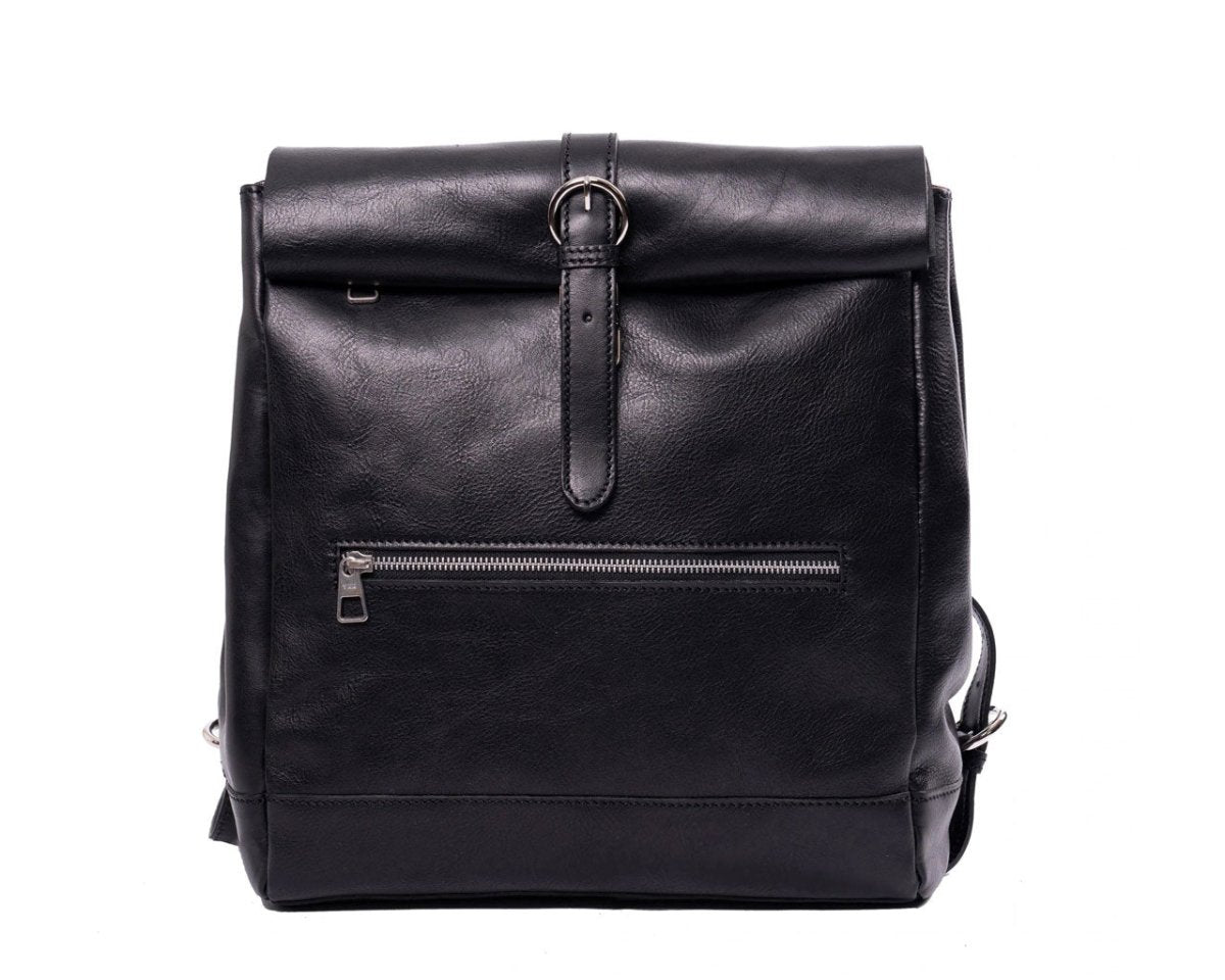 Weekender Rolltop - Black - Pampora Leather