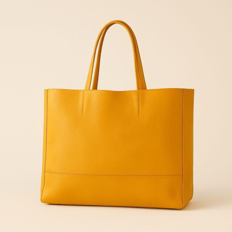 Classic Leather Tote - Yellow - Pampora Leather