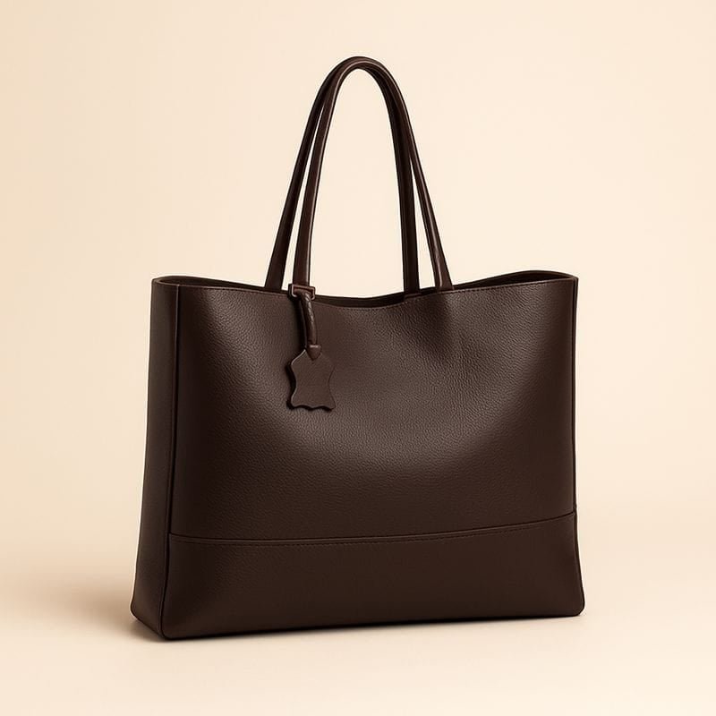 Classic Leather Tote - Stone Grey - Pampora Leather