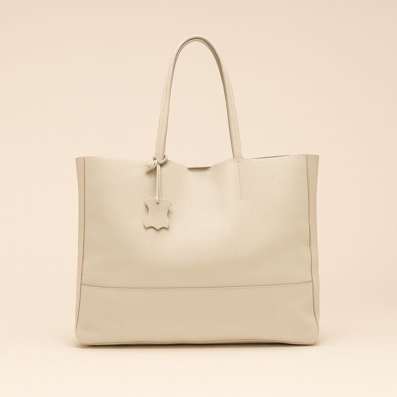 Classic Leather Tote - Soft White - Pampora Leather