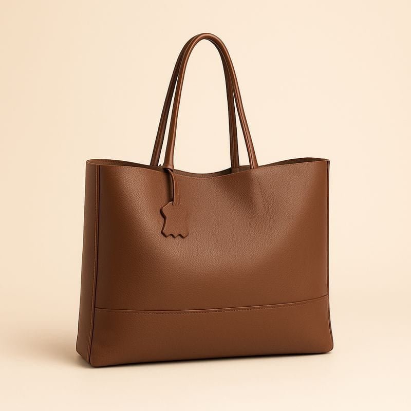 Classic Leather Tote - Burgundy - Pampora Leather