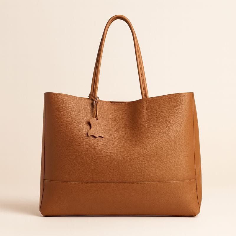 Classic Leather Tote - Stone Grey - Pampora Leather