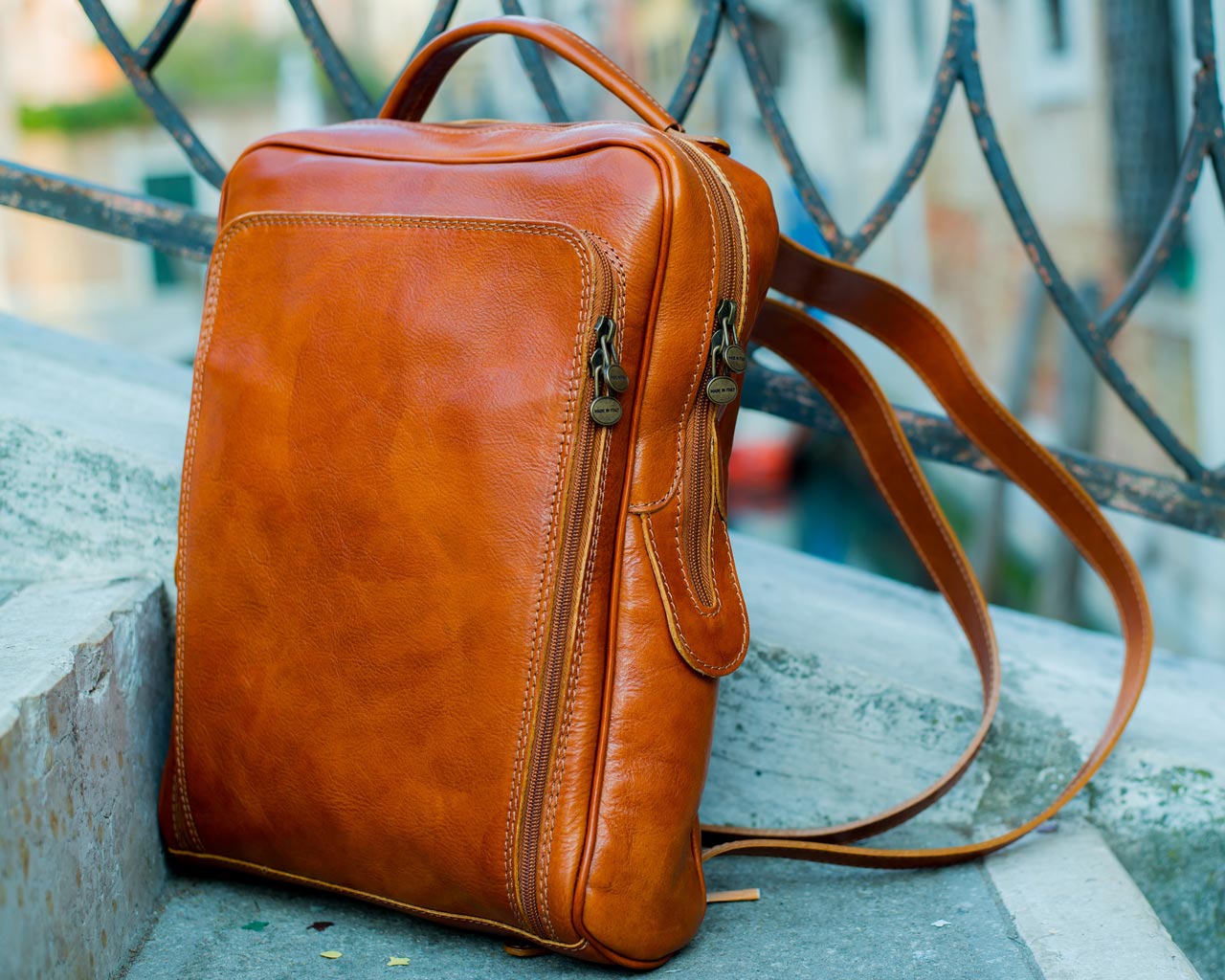 Vintage Full Grain Leather Backpack for Laptop