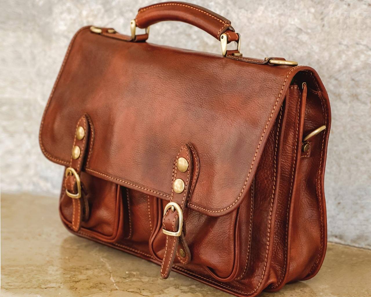 Large Full-Grain Leather Briefcase for Men | Pampora Leather