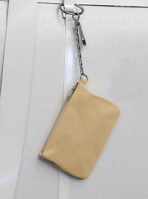 Premium Full-Grain Leather Slim Wallet Keychain with Zipper | Adoratti