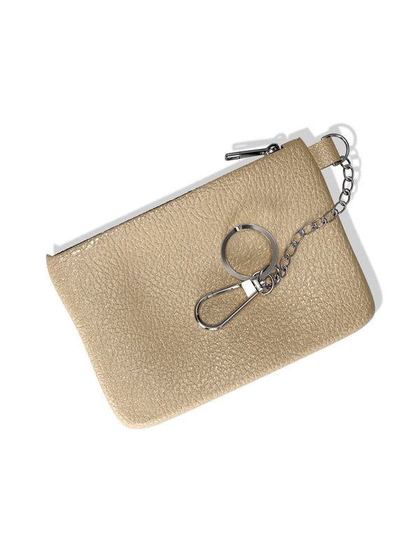 Premium Full-Grain Leather Slim Wallet Keychain with Zipper | Adoratti