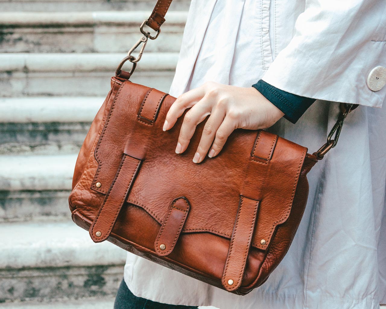 New Arrival Washed Leather Satchel for 12 Inch Tablet