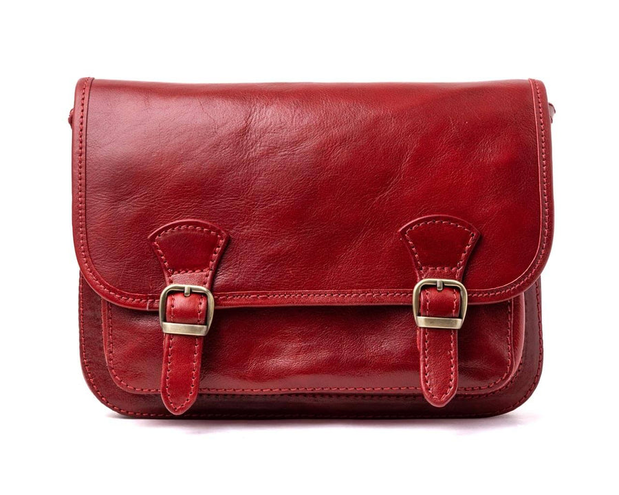 Red LEATHER BAG Leather Messenger Bag Leather Crossbody Bag 
